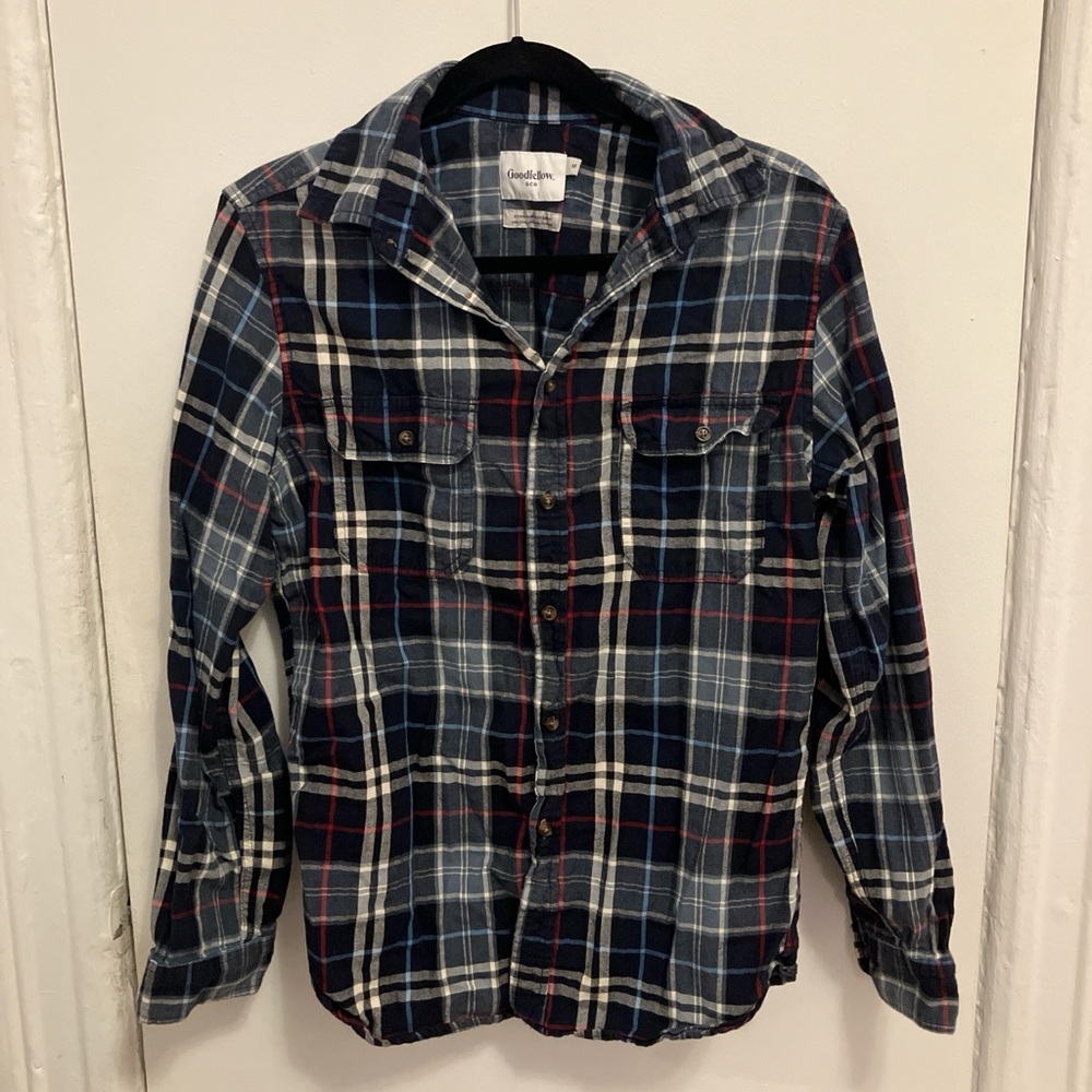 Blue plaid flannel shirt